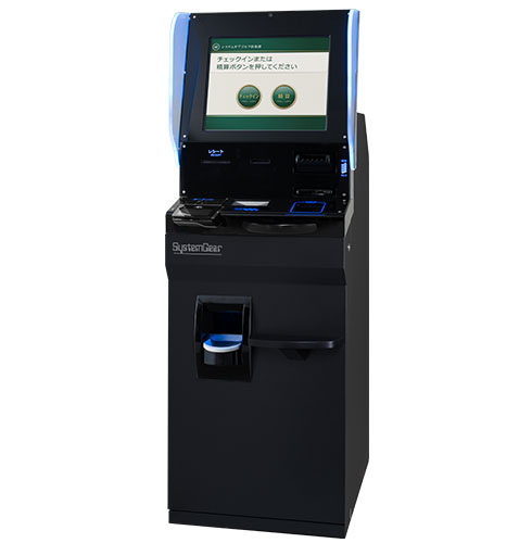 ゴルフ場向け自動精算機。EMV対応済みでスマホチェックインやQRコードチェックイン上位システムや会員カードシステムとも連動!