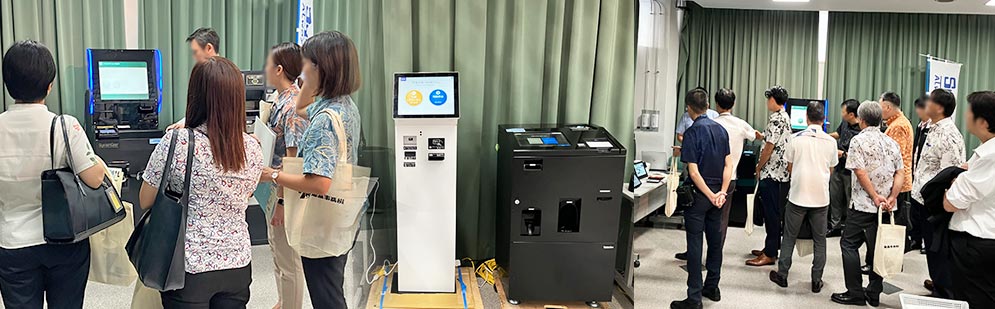 ゴルフ場向け自動精算機をはじめ、ホテル向け、流通・小売り業向け、運輸・物流向けなど様々なソリューションにおいて効率化・省力化する製品を沖縄会場でも展示