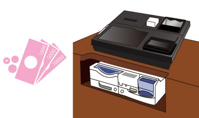 オプションで現金処理機の接続も可能です