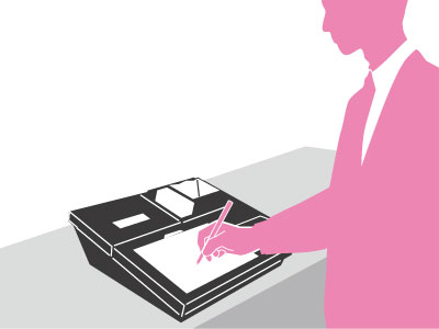 現金機能を省いたコンパクトサイズ。既存のカウンターに設置できます。