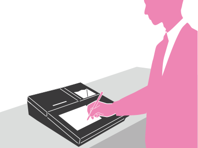 現金機能を省いたコンパクトサイズ。既存のカウンターに設置できます。