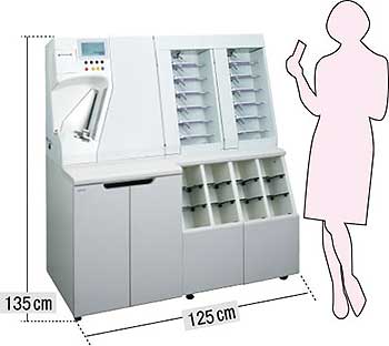圧倒的な省スペースで設置できるMICRリーダーソーターADC-6000