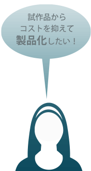 コストを抑えて製品化します