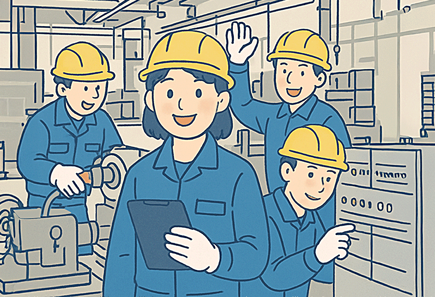 デスクを使わず、現場作業の多いノンデスクワーカーの方が多い職場