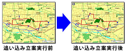 追い込み立案機能はもとの配送計画を崩さずに、追加荷物を効率的に割り付けできます