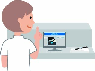 スタッフはモニターで操作状況を把握でき領収書や処方箋の発行をスムーズに行うことができます