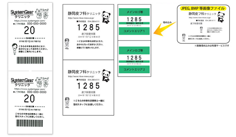 病院用受付整理券発行機 印字例