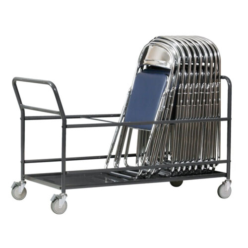 施設で使用する折りたたみイスの収納に便利な台車